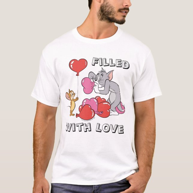 Tom & Jerry Inflate Valentine Heart Balloations T Shirt (Framsida)