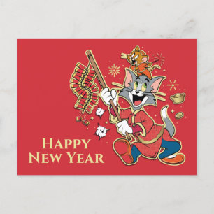 Tom & Jerry Lighting Firecrackers Helg Vykort