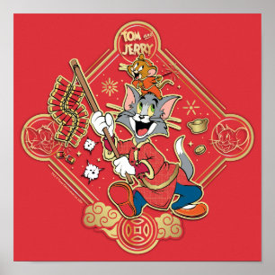 Tom & Jerry Lighting Firecrackers Poster