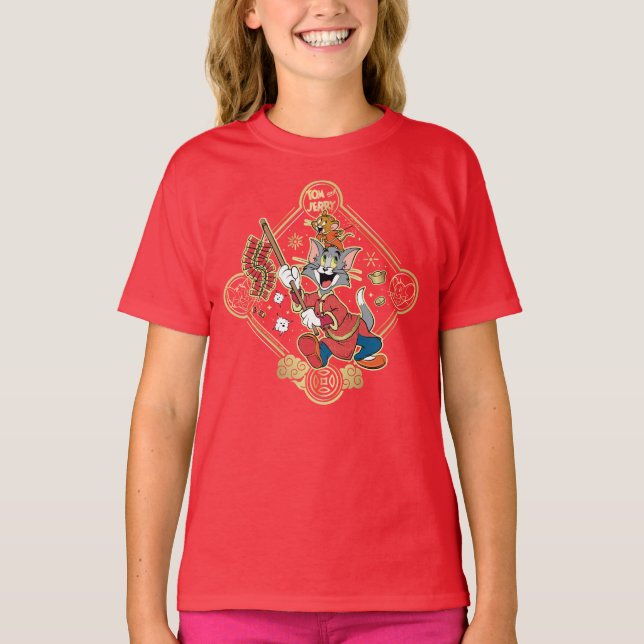 Tom & Jerry Lighting Firecrackers T Shirt (Framsida)