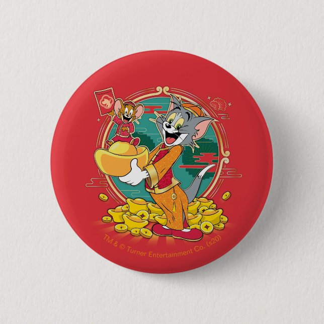 Tom & Jerry New Years Red Kuvert Knapp (Framsida)