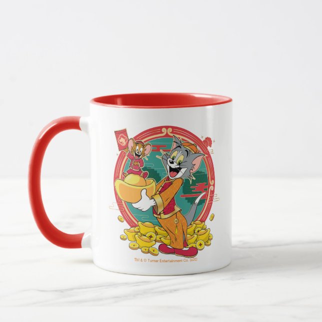 Tom & Jerry New Years Red Kuvert Mugg (Vänster)