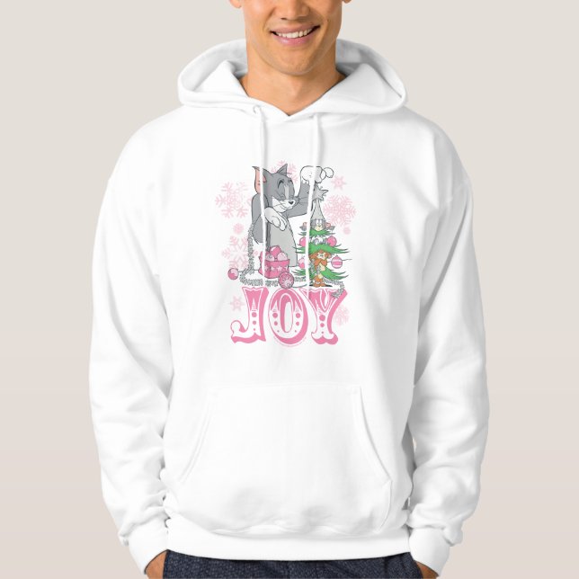 Tom, Jerry och Nibbles Decorating Joy Hoodie (Framsida)