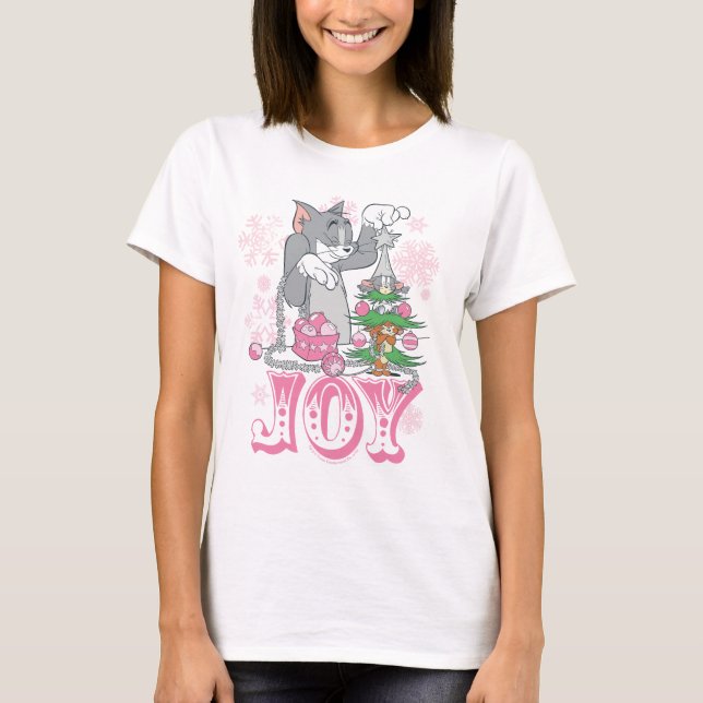 Tom, Jerry och Nibbles Decorating Joy T Shirt (Framsida)