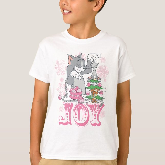 Tom, Jerry och Nibbles Decorating Joy T Shirt (Framsida)