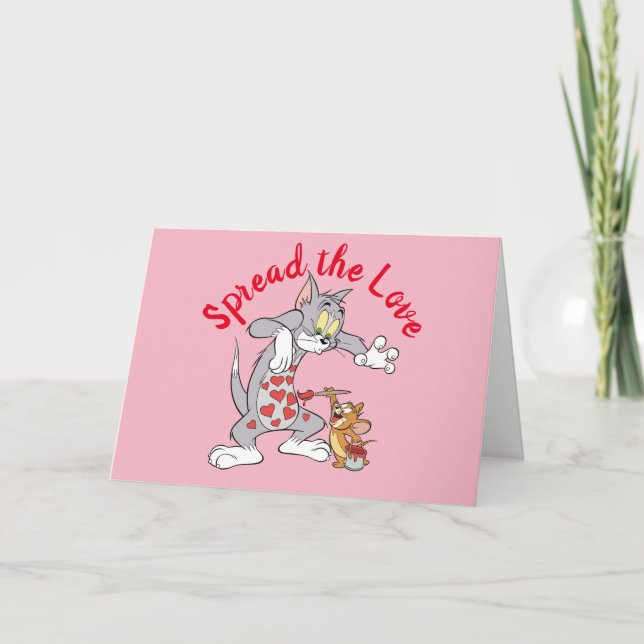 Tom & Jerry Painting Valentine Hearts Helgkort (Framsida)