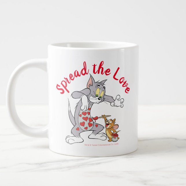 Tom & Jerry Painting Valentine Hearts Jumbo Mugg (Vänster)