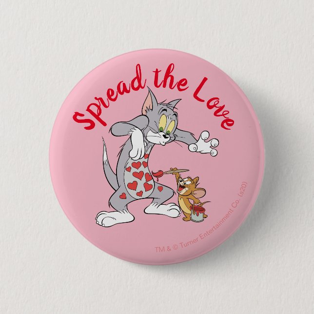 Tom & Jerry Painting Valentine Hearts Knapp (Framsida)