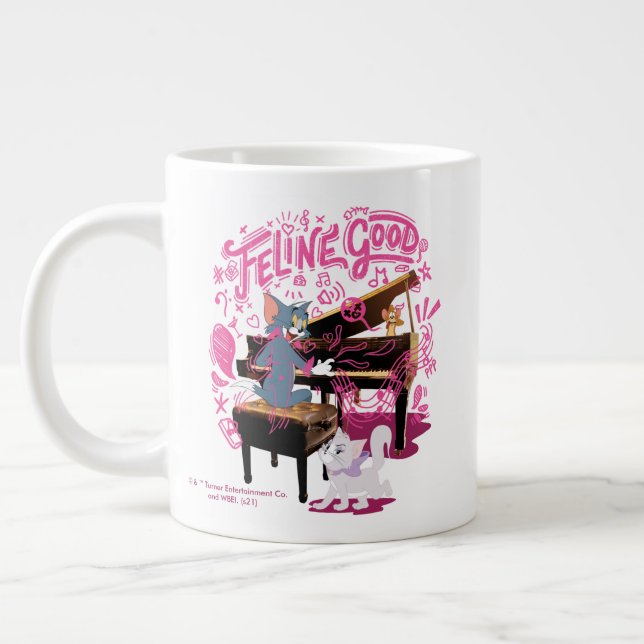 Tom & Jerry Play Piano - Kattdjurets Bra Jumbo Mugg (Vänster)