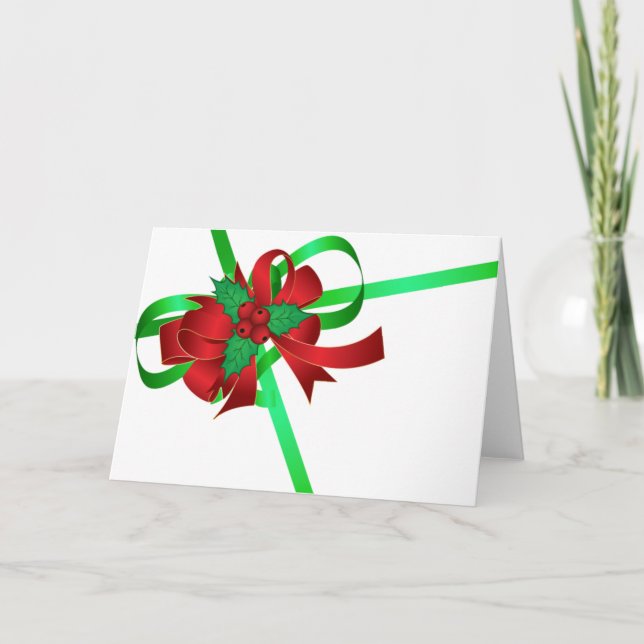 Tom jul för rött för pilbågegröntband bär för helgkort (Framsida)