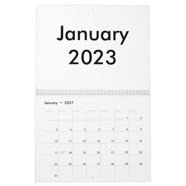 Tom kalender 2023 med månader (Jan 2027)