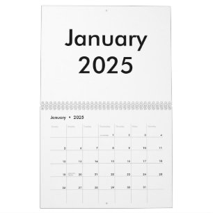 Tom kalender 2025 med månader