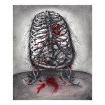 Tom Katt Anatomisk Goth Skräck Original Konst