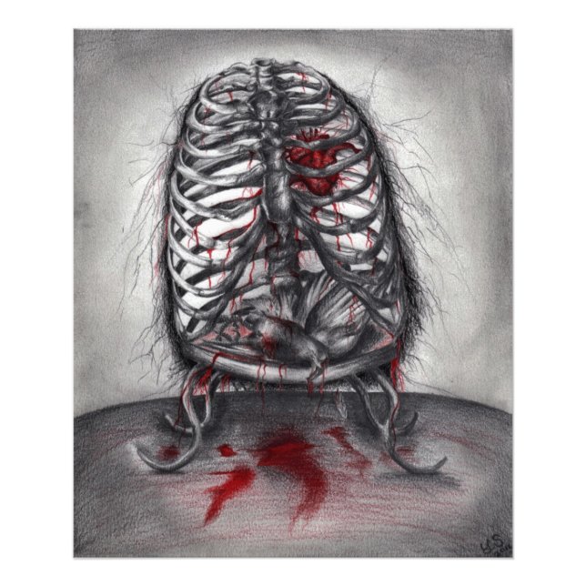 Tom Katt Anatomisk Goth Skräck Original Konst Fototryck (Framsidan)