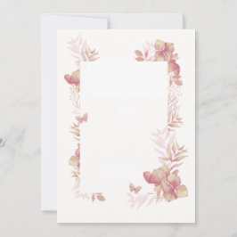 Tom kort -blommotiv och fjärilsmotiv i rosa nyanse