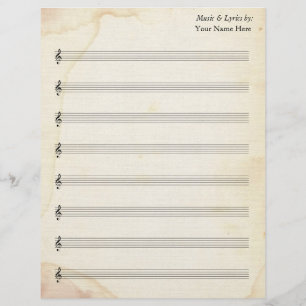 Tom Lakan Music 8 Stave Old Nedfläckad Papper