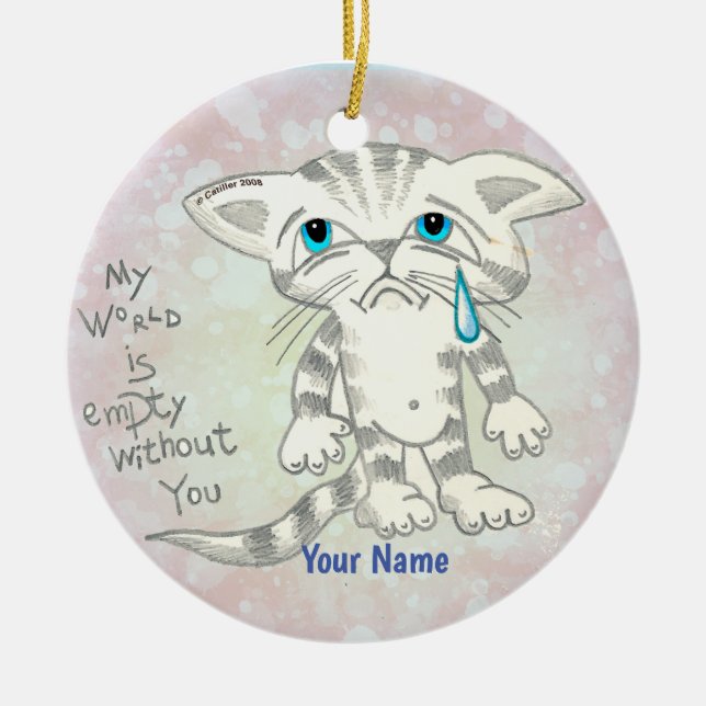Tom Ledsen i världen - katt Julgransprydnad Keramik (Framsidan)