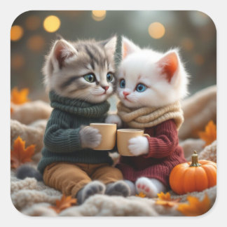 Tom & Luna – Mysig pumpa-ölelse Fyrkantigt Klistermärke