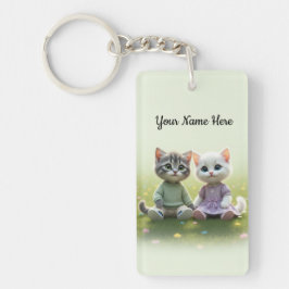 Tom & Luna Personalized Keychain, Custom Name Cat