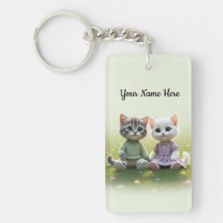 Tom & Luna Personalized Keychain, Custom Name Cat