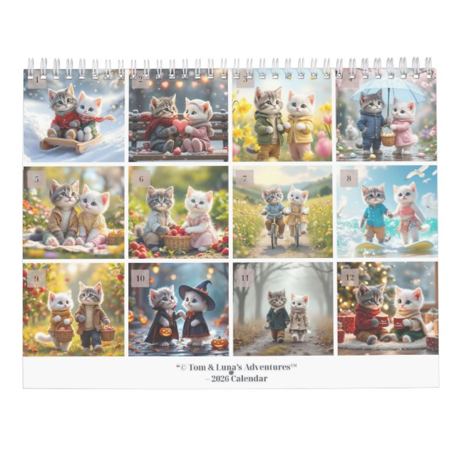 Tom & Luna’s Adventures™ – 2026 Cozy Seasons Calen Kalender (Baksida)
