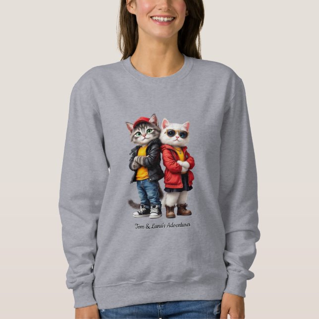 Tom & Luna’s Adventures – Cool Cats Sweatshirt T Shirt (Framsida)