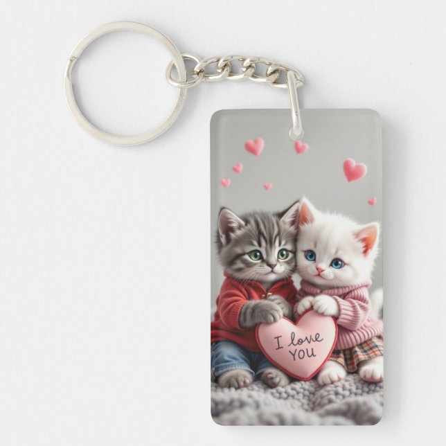 Tom & Luna Valentine Keychain | Cute Couple Cat Ke (Framsidan)