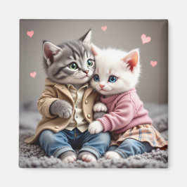 Tom & Luna Valentine Magnet | Söt Kattmagnet