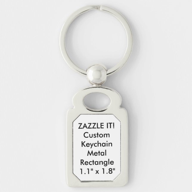 Tom mall för beställnings- metallKeychain Rektangulärt Silverfärgad Nyckelring (Framsidan)