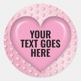 Tom Mall Pink Hjärta Lägg Till Din Text Runt Klistermärke