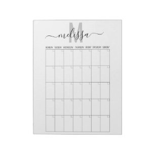Tom Månad Monogram Planeringskalender Planerare Anteckningsblock