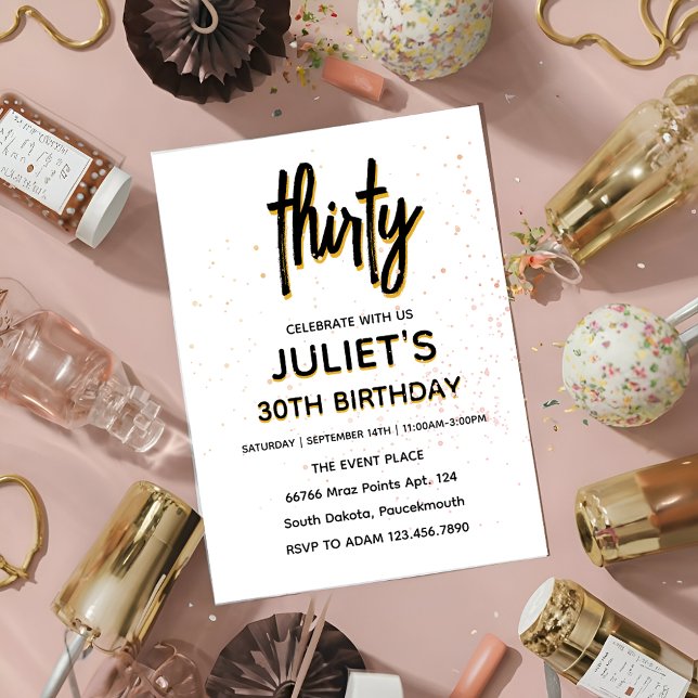 tom, minimalistisk trettio moderna 30års födelseda inbjudningar (Skapare uppladdad)