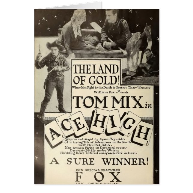 Tom Mix Ace High 1918-filmkort Hälsningskort (Framsidan)