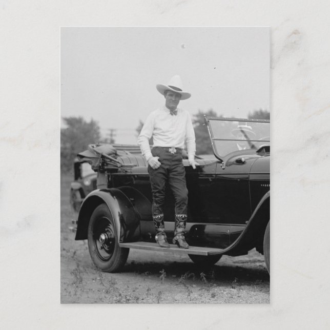 Tom Mix With Car, 5.21.1925 Vykort (Framsida)