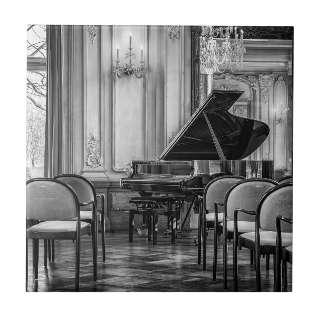 Tom Notes Black and White Music Photo Kakelplatta (Framsidan)