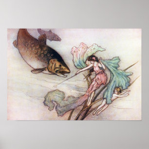 Tom och forellen av Warwick Goble Poster