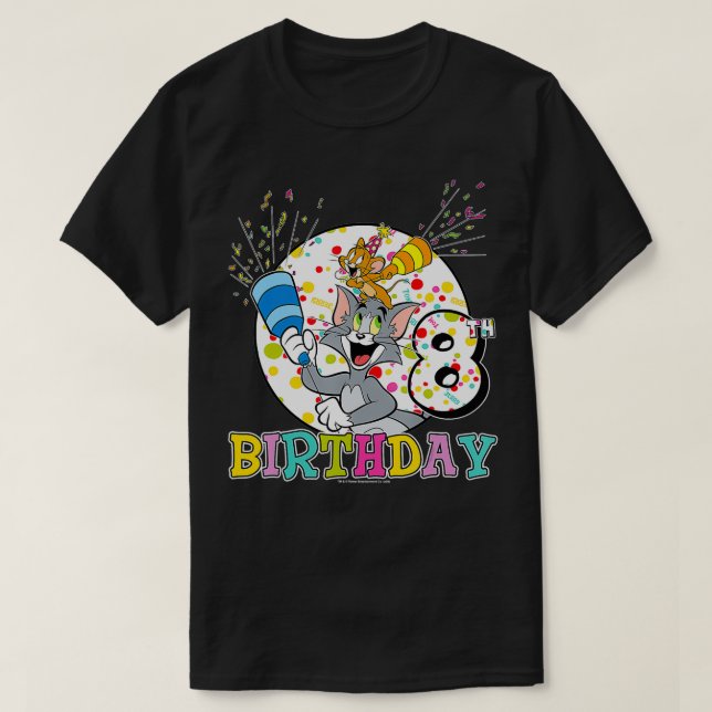 Tom och Jerry 8th Birthday Porträtt T Shirt (Design framsida)