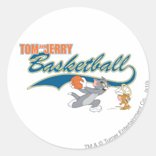 Tom och Jerry Basketball 5 Runt Klistermärke