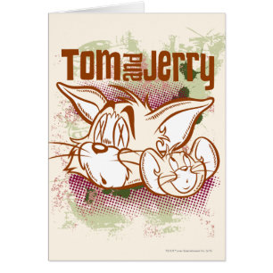 Tom och Jerry brunt och grönt Hälsningskort