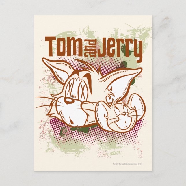 Tom och Jerry brunt och grönt Vykort (Framsida)