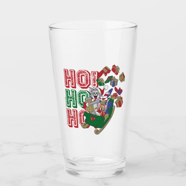 Tom och Jerry Deliving Gifts in a Sleigh Glaskopp (Framsida)