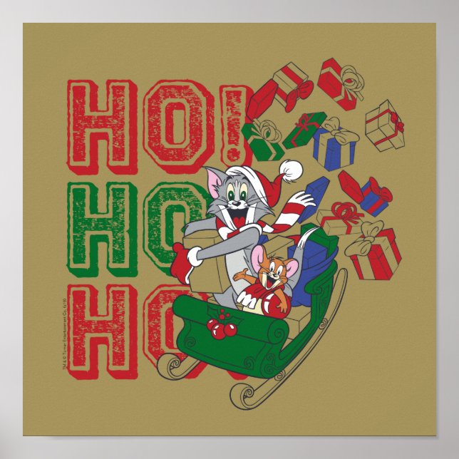 Tom och Jerry Deliving Gifts in a Sleigh Poster (Framsidan)