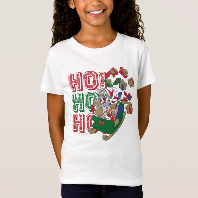 Tom och Jerry Deliving Gifts in a Sleigh T Shirt (Framsida)