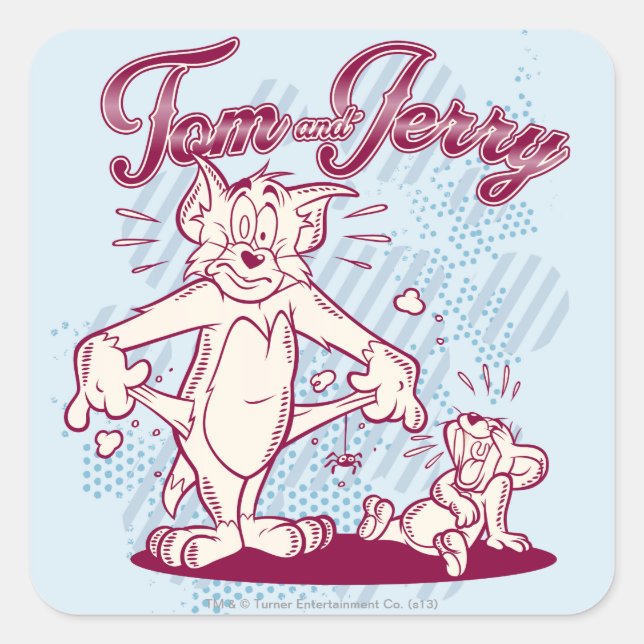 Tom och Jerry Fattig Fyrkantigt Klistermärke (Framsida)