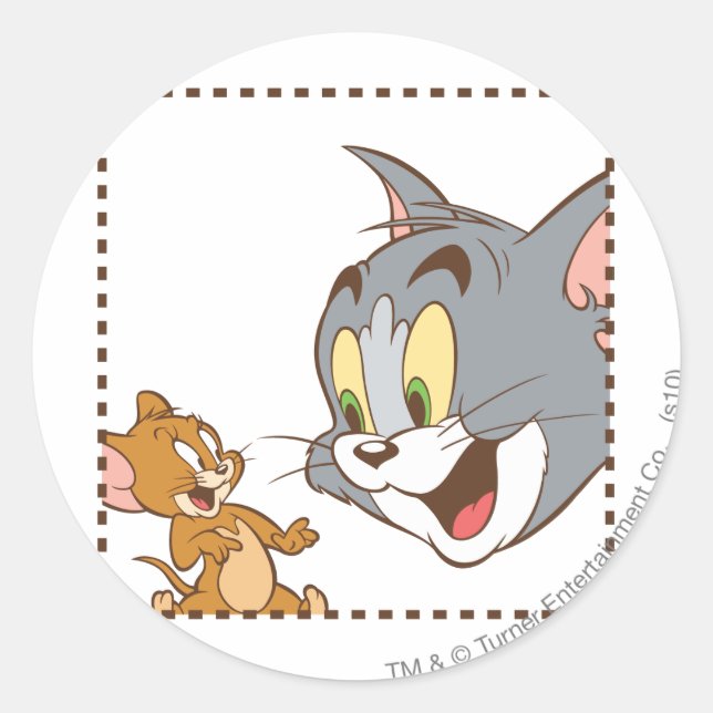 Tom och Jerry Frimärke Runt Klistermärke (Framsida)