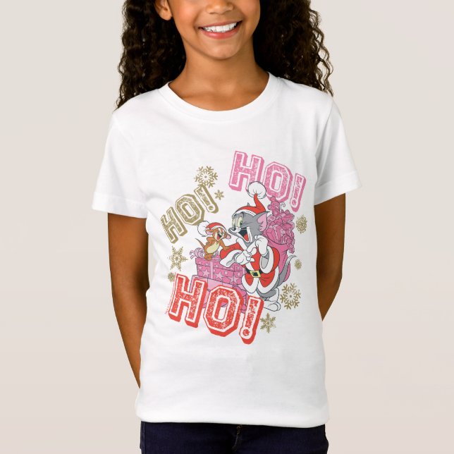 Tom och Jerry "Ho! Ho! Ho!" Santa Gift Delivery T Shirt (Framsida)