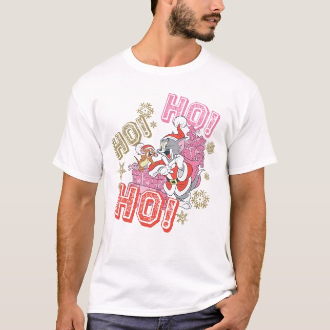 Tom och Jerry "Ho! Ho! Ho!" Santa Gift Delivery T Shirt (Framsida)