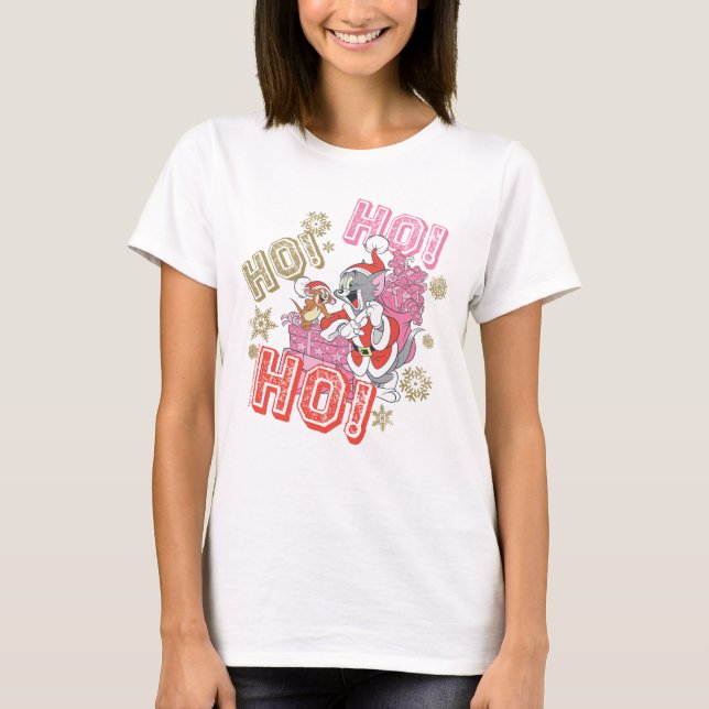 Tom och Jerry "Ho! Ho! Ho!" Santa Gift Delivery T Shirt (Framsida)