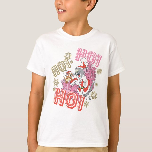 Tom och Jerry "Ho! Ho! Ho!" Santa Gift Delivery T Shirt (Framsida)