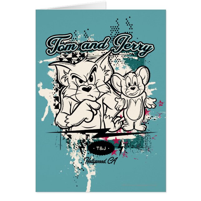 Tom och Jerry Hollywood CA Hälsningskort (Framsidan)